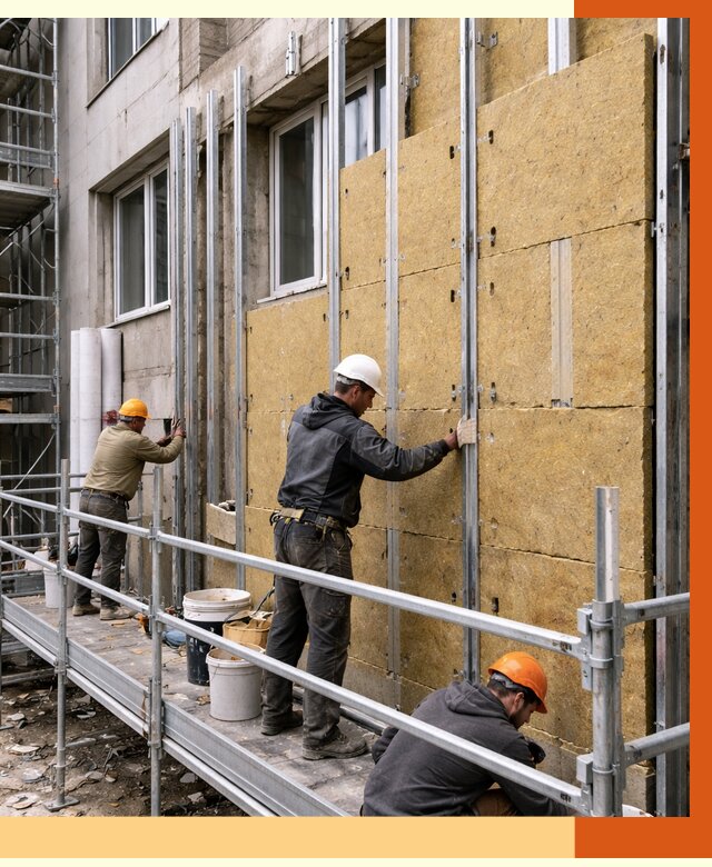 Утепление вентилируемого фасада в Конаково от 5677 руб/м2 — монтаж и утепление вентфасад | ТепломастерКнк