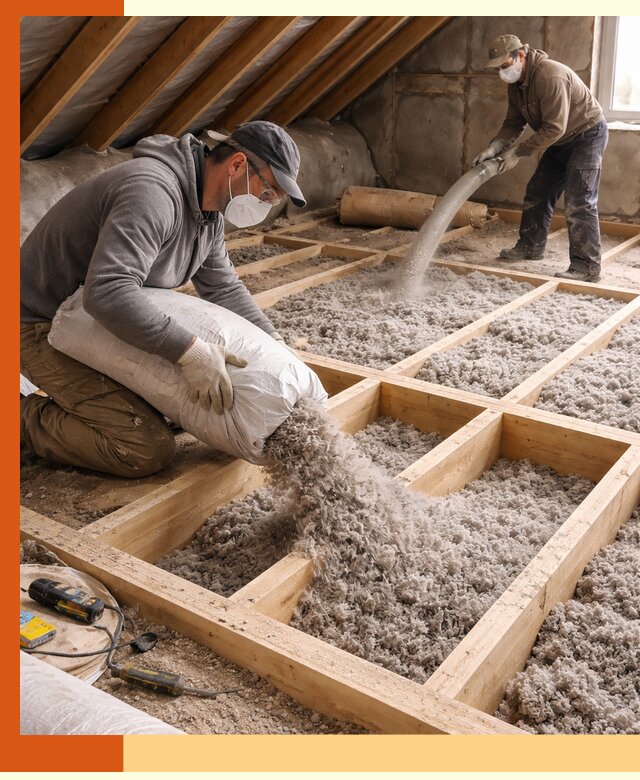 Заполнение полостей чердачного перекрытия в Конаково качественно и надёжно